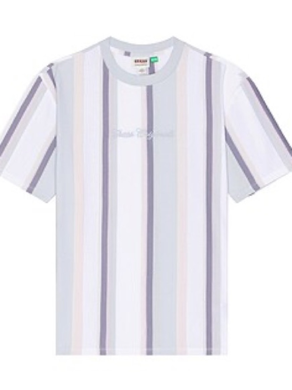 New GUESS ORIGINALS Men’s Blue Multi-Stripe Crew T-Shirt SZ M - Picture 5 of 5